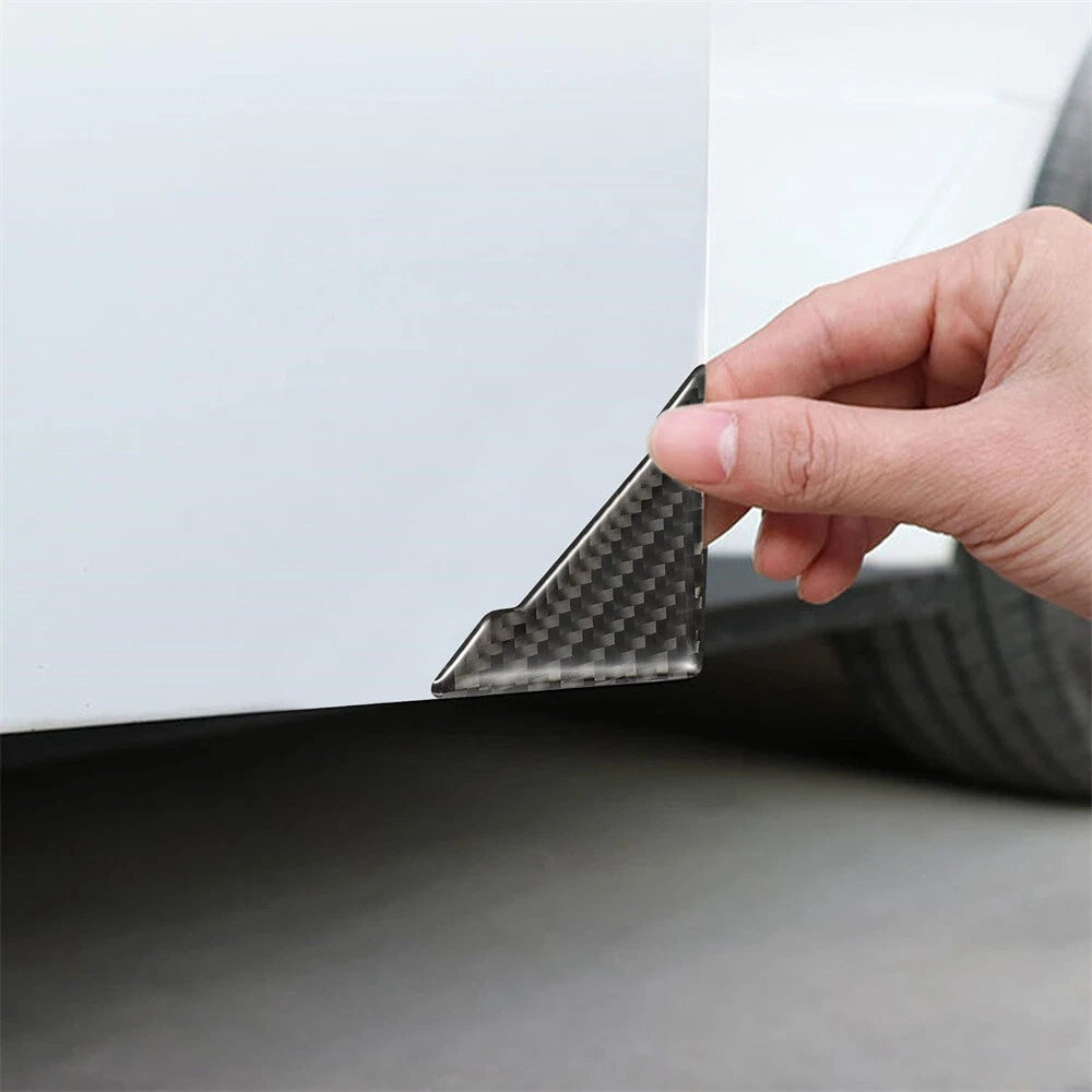 4 Pcs Universal Car Door Corner Anti-Collision Trim Carbon Fiber