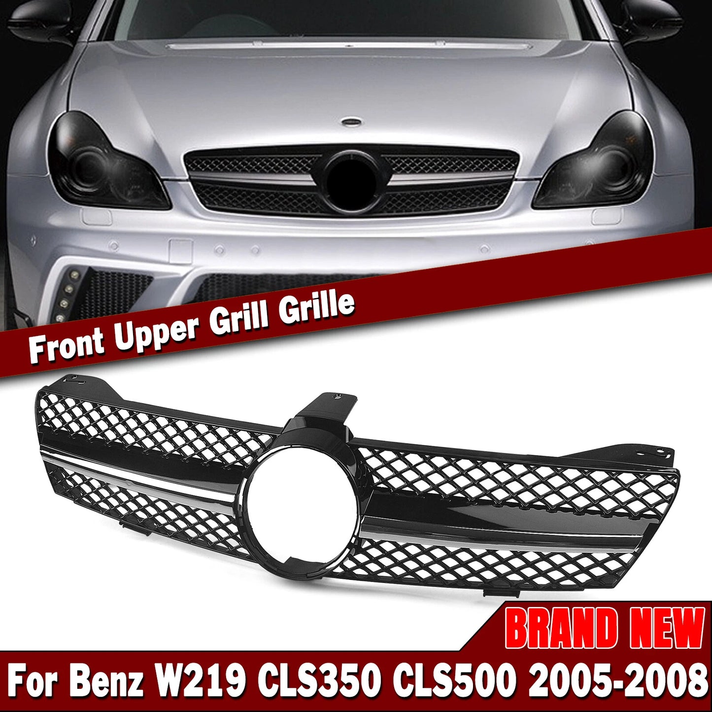 Black Front Grille for Mercedes Benz W219 CLS350 CLS500 CLS550 (2005-2008)