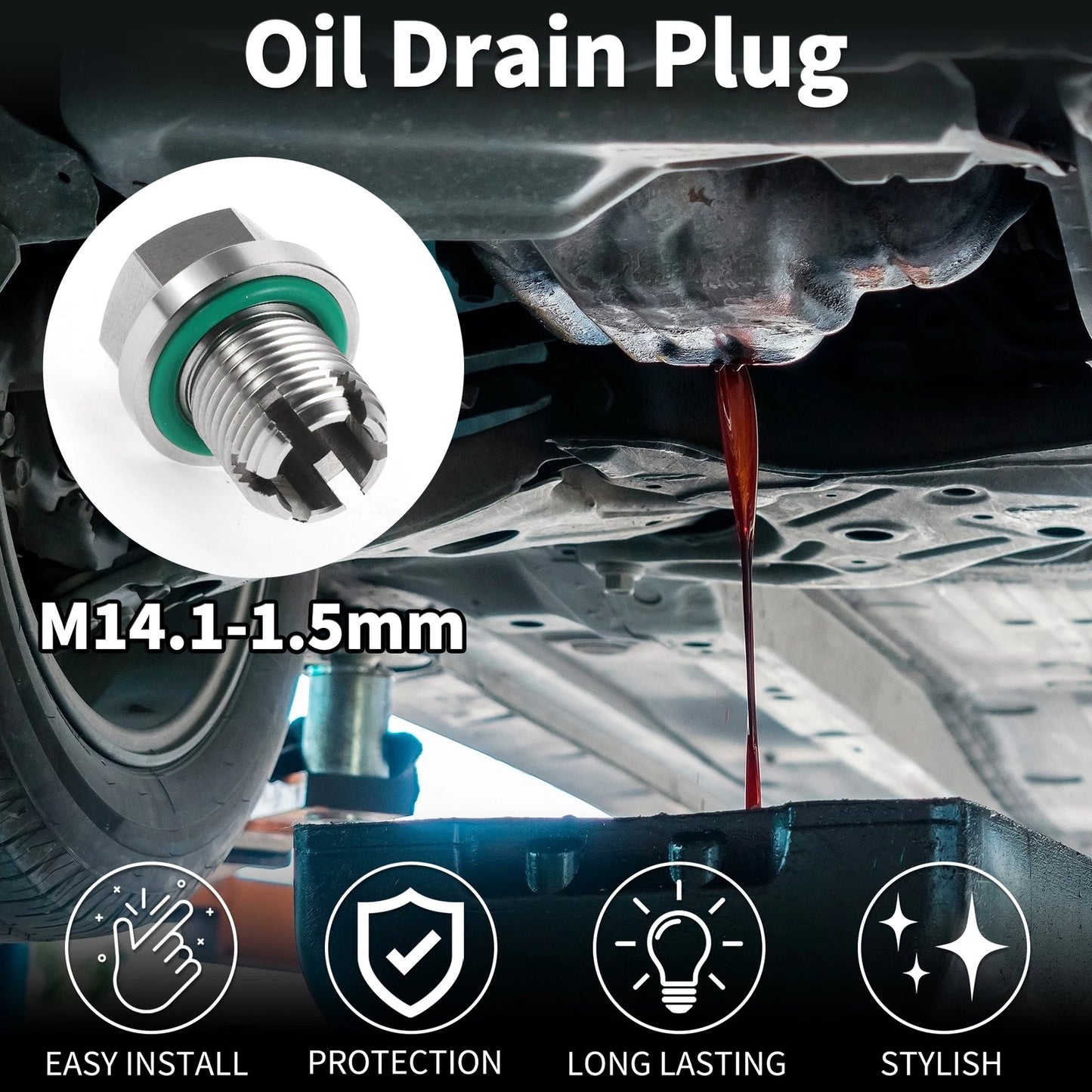 1set Copper Oil Drain Plug W/ Gasket for Car Motorcycle