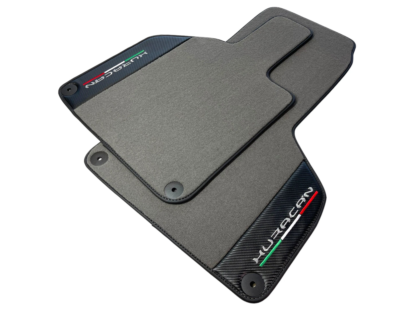 Gray Floor Mats for Lamborghini Huracan (2014-2023) - Carbon Fiber Leather