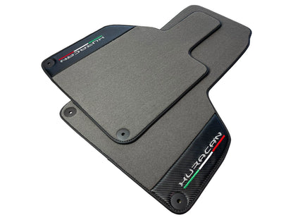 Gray Floor Mats for Lamborghini Huracan (2014-2023) - Carbon Fiber Leather
