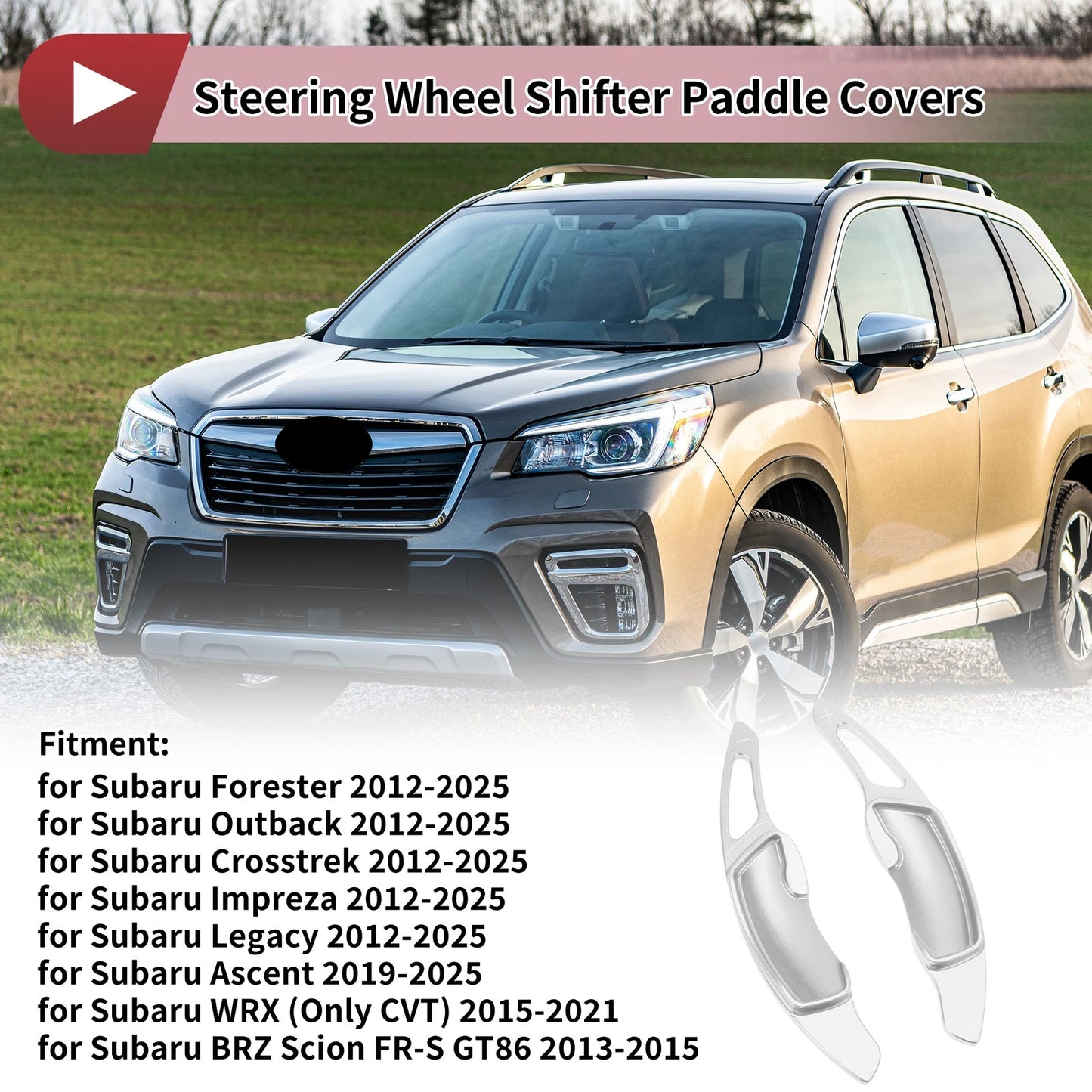 Silver Tone Aluminum Alloy Steering Wheel Paddles for Subaru Impreza (2008-2021)