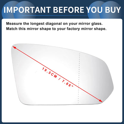 Right Side Heated White Mirror Glass for Volvo S90 V60 V90 (2016-2020)