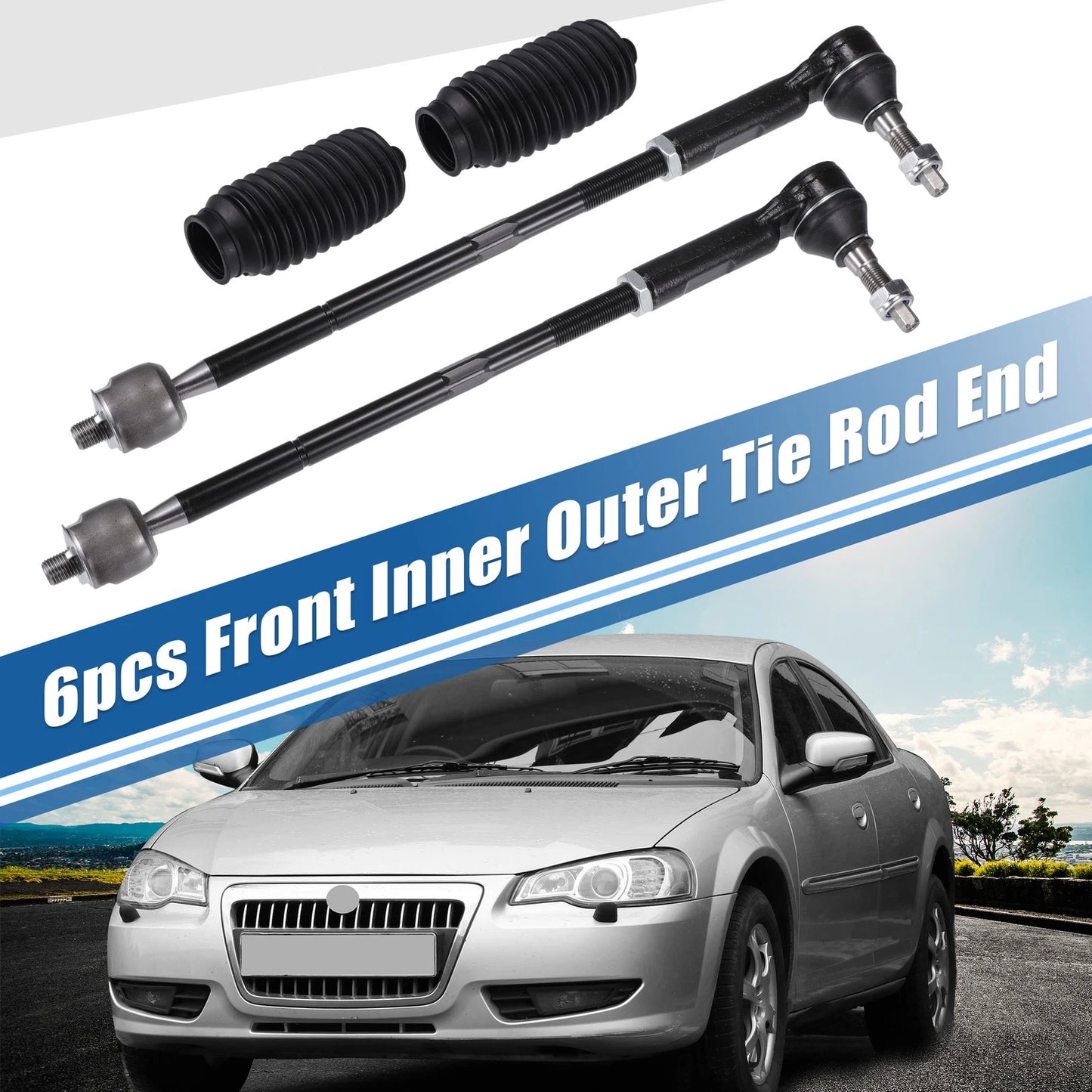 6pcs Front Inner Outer Tie Rod End Link for Chrysler 300