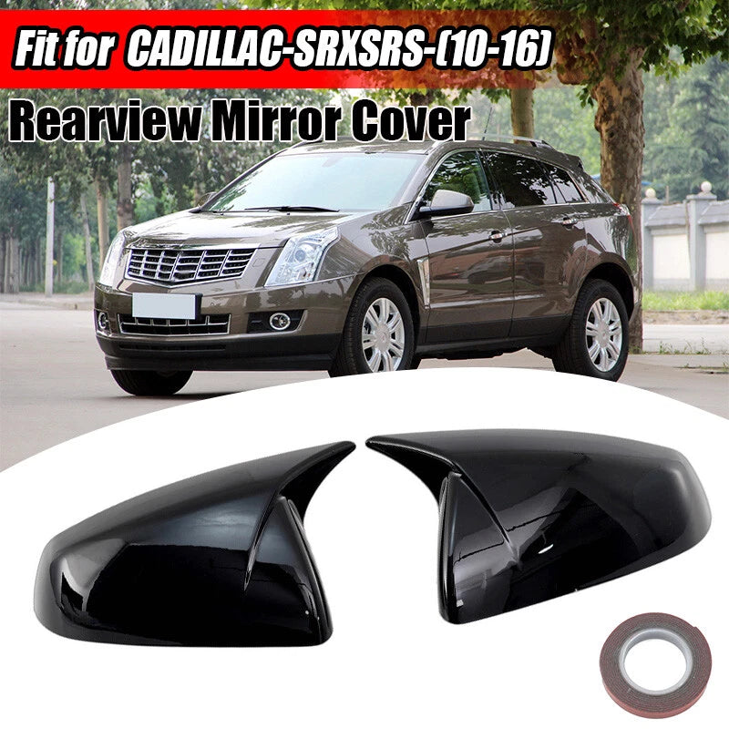 Gloss Black Ox Style Side Mirror Cover Caps for Cadillac SRX (2010-2016)