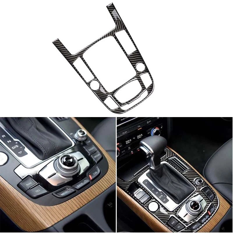Real Carbon Fiber Gear Shift Knob Panel Cover Trim Fit For Audi A4 B8 2013-2016