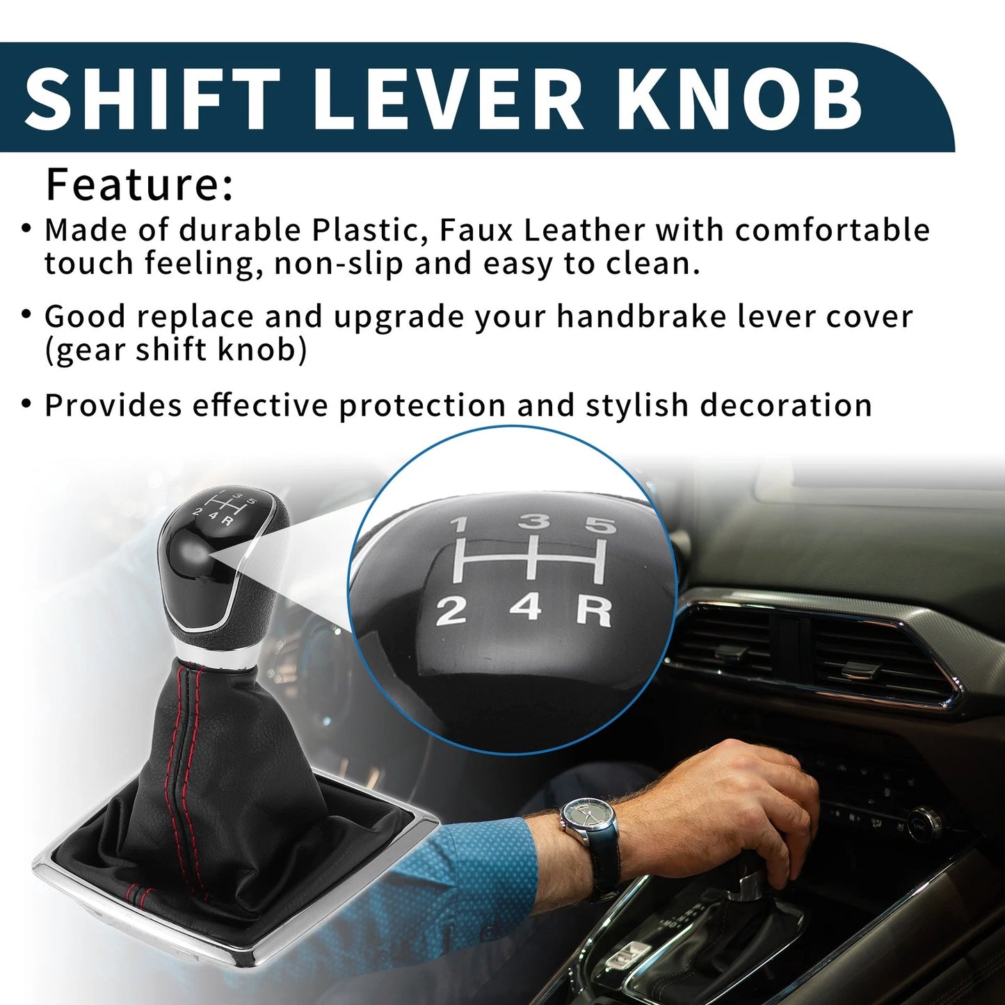 5 Speed Manual Gear Shifter Knob & Cover for Ford Focus 2 MK2 (2006-2011)