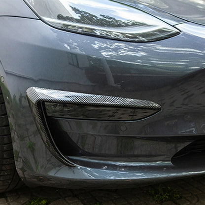 Carbon Fiber Front Fog Light Lamp Eyebrow Cover Trim for Tesla Model 3 (2017–2019)