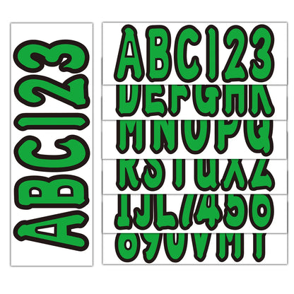 Custom Boat Registration Numbers Decals 4 Sets A-Z & 0-9 Green