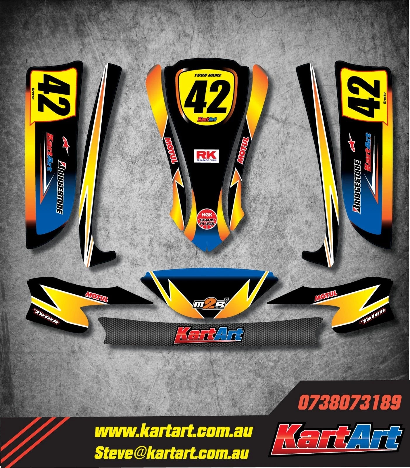 Custom KART ART Sticker Kit for Arrow X1 Junior/Cadet Kart - Sunrise Style