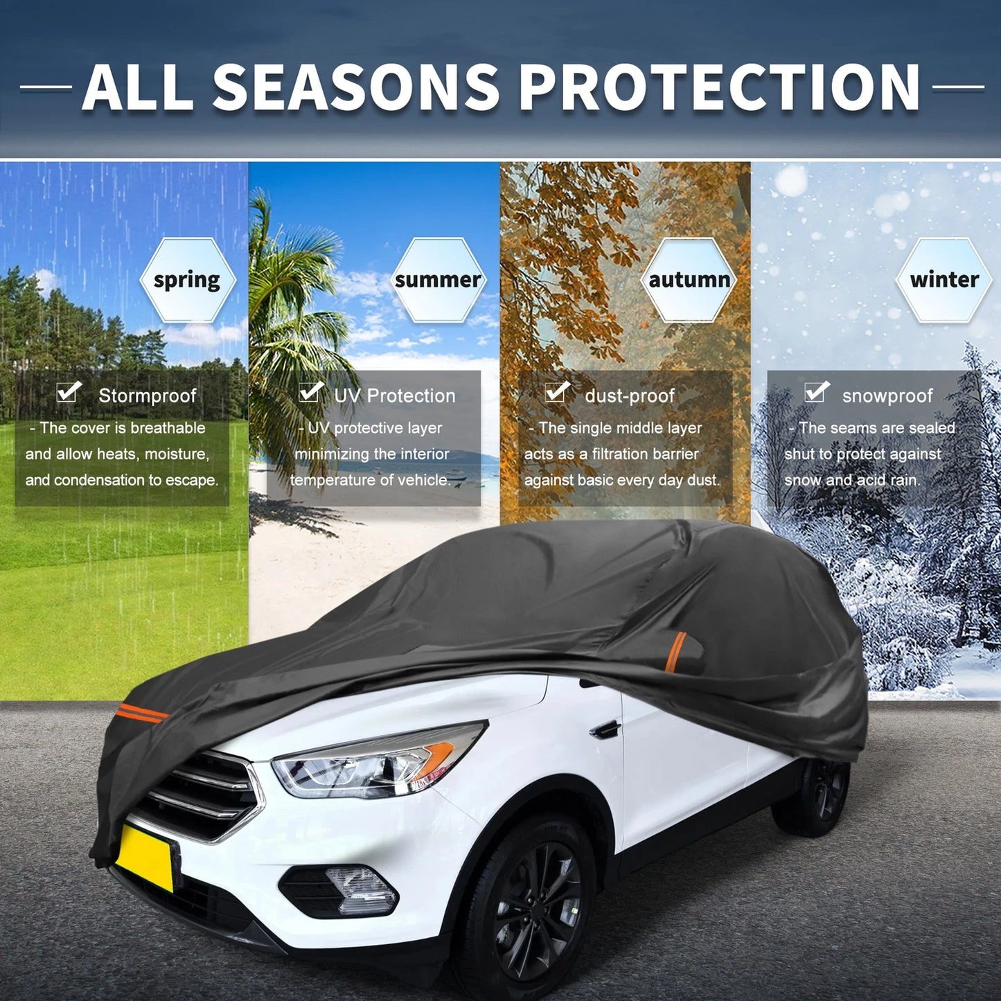 Waterproof Car Cover for Ford Kuga 2008-2023 with Zipper