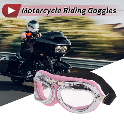 1 Pc Goggles Clear Lens Pink Silver Frame PU Sponge for Motorcycle Goggles