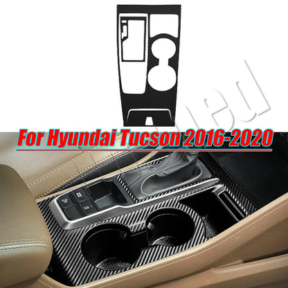Carbon Fiber Gear Shift Panel Cover Sticker for Hyundai Tucson (2016–2020)