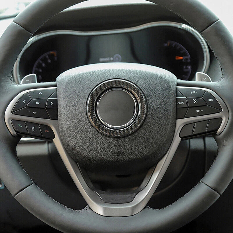 Carbon Fiber Center Steering Wheel Logo Sticker for Jeep Grand Cherokee (2011-2021)