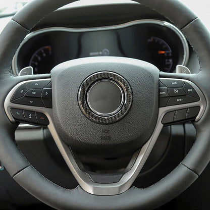Carbon Fiber Center Steering Wheel Logo Sticker for Jeep Grand Cherokee (2011-2021)