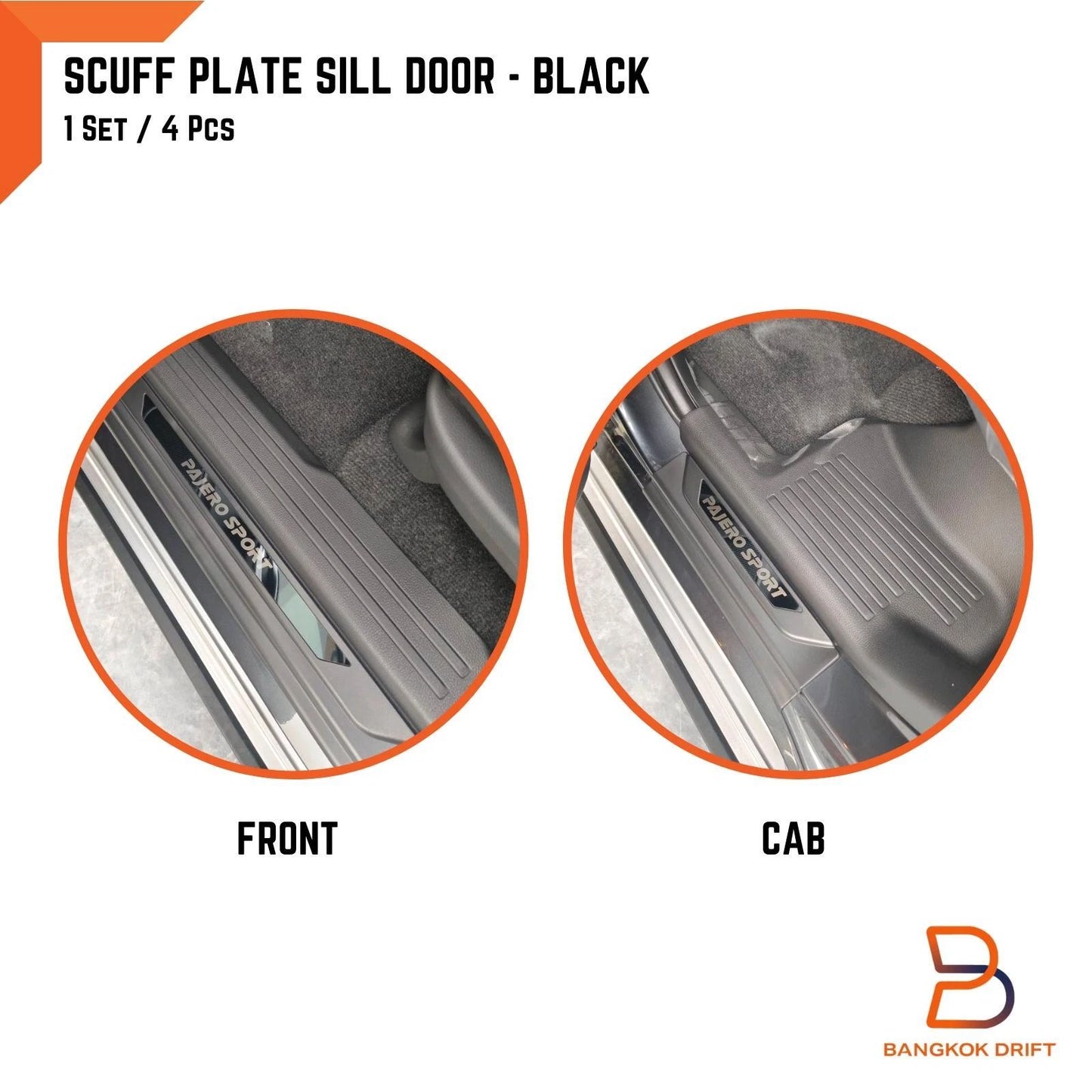 Matte Black Scuff Plate Door Sill Protector for Mitsubishi Pajero Sport (2015-2025)