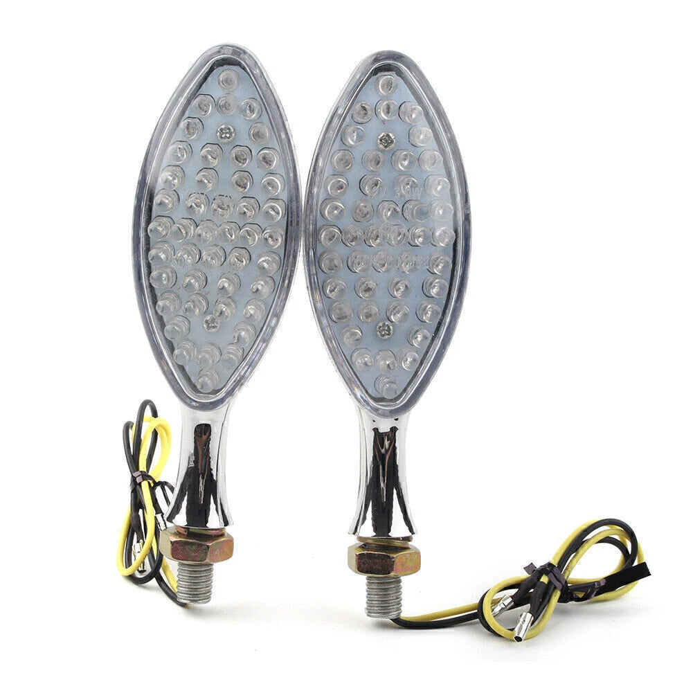 2 x Universal Motorcycle Chrome LED Turn Signal Indicators for Make & Model