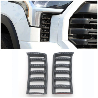 Fiber Front Headlight Grille Side Frame Cover Trim for 2022-2023 Toyota Tundra