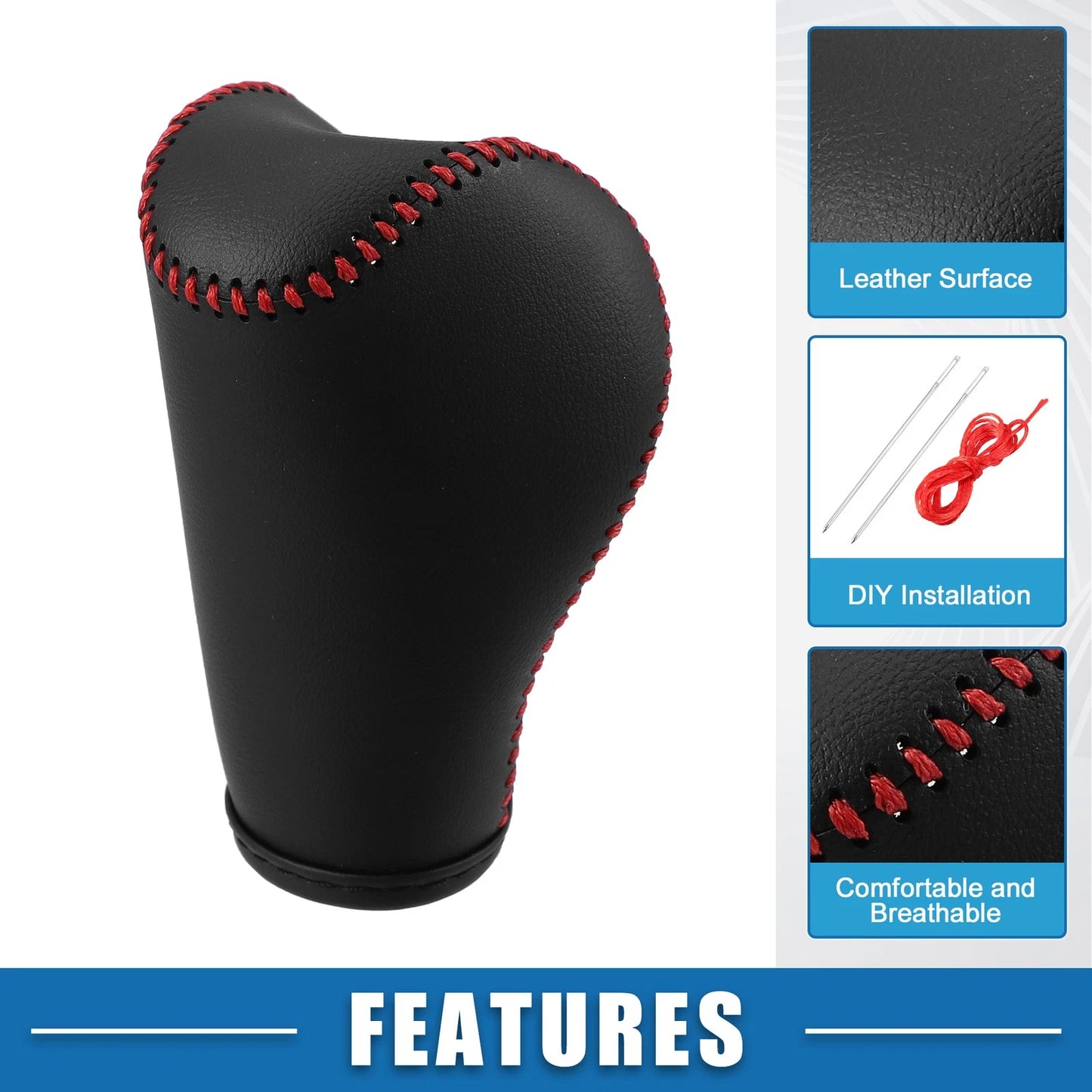 Gear Shifting Knob Cover for Jeep Cherokee (2014-2023) - PU Leather Black Red