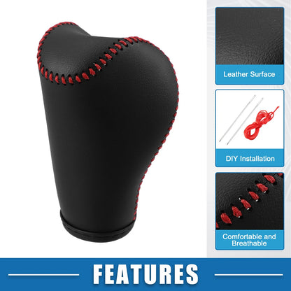 Gear Shifting Knob Cover for Jeep Cherokee (2014-2023) - PU Leather Black Red
