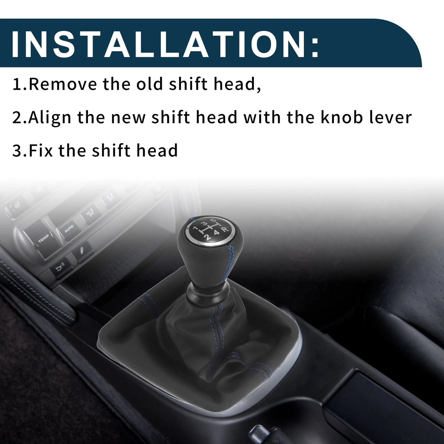 5 Speed Gear Shift Knob & Cover for Peugeot 206 (2000-2010)