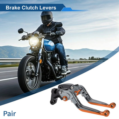 Adjustable Brake Clutch Levers Titanium Handle Orange End for Yamaha YZF R1
