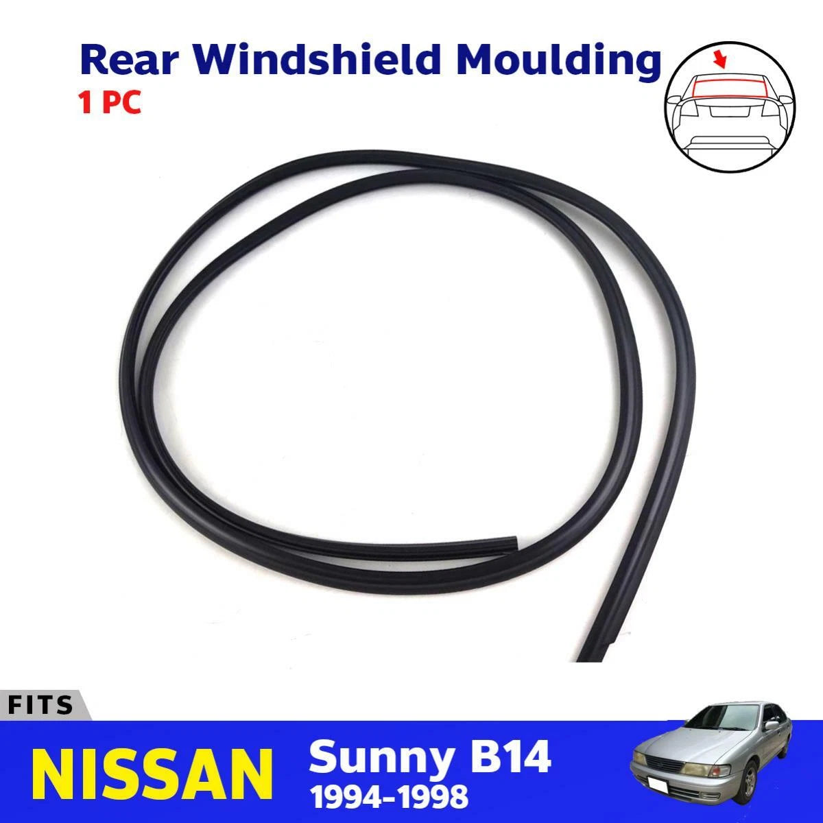 Rear Windshield Moulding Rubber Weatherstrip Fits Nissan Sunny B14 Sedan 1994-98