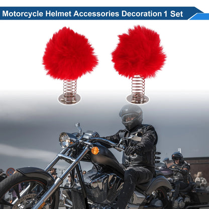 Decoration 2 x Red Plush Iron for Motorcycle Helmet