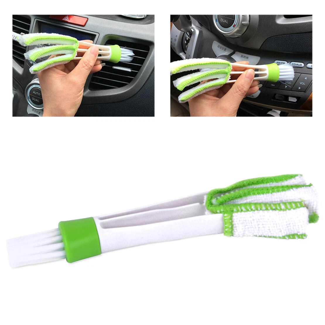 Double Head Cleaning Brush for Car Air Conditioning Vent & Window Dust Clean