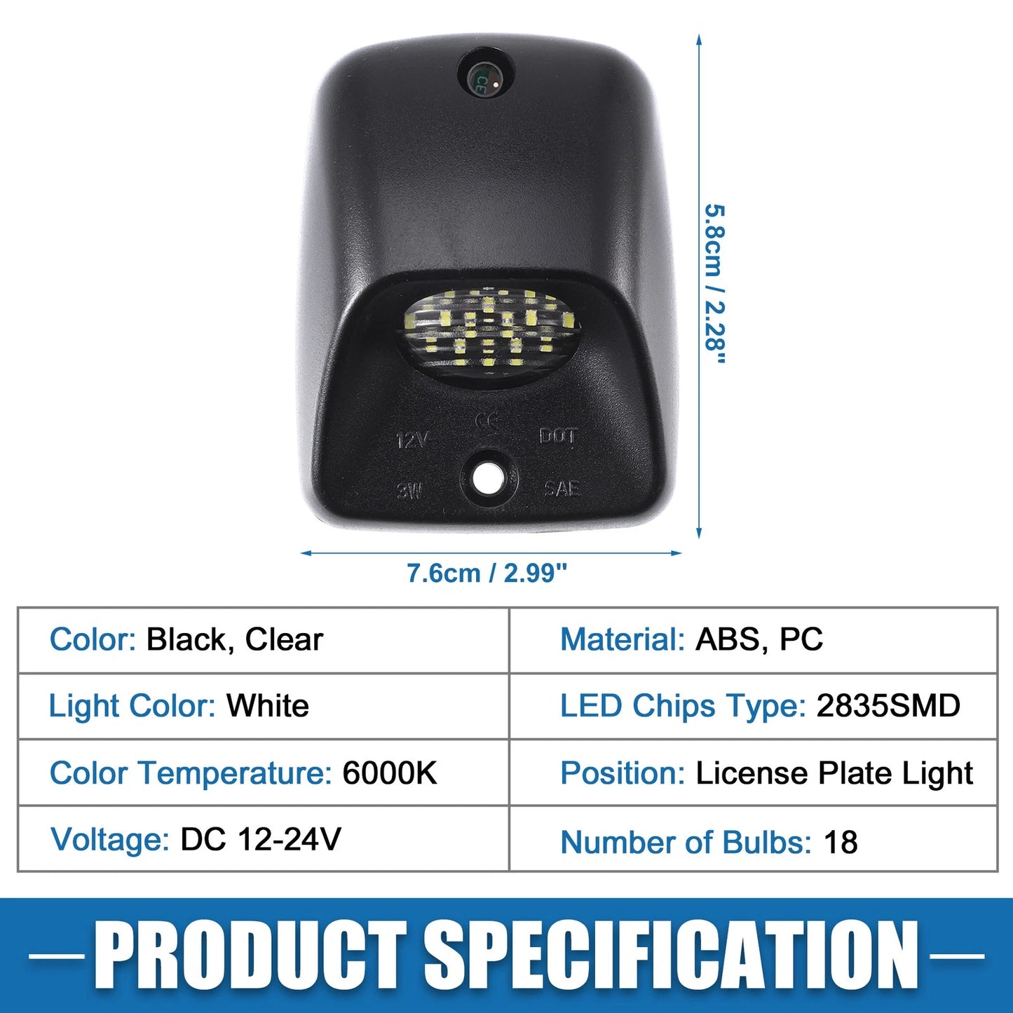 White LED License Plate Light Assembly for Toyota (Fits Various Models)