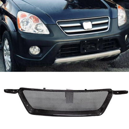 Front Bumper Grille for Honda CRV (2005-2006) Carbon Fiber Black