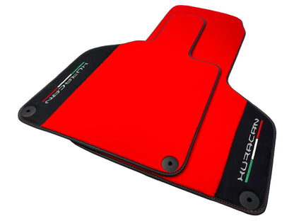 Red Floor Mats for Lamborghini Huracan with Alcantara Leather (2014-2023)