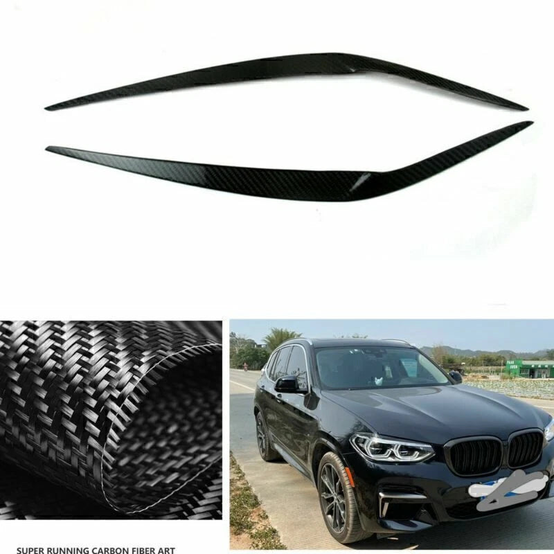 2 x Carbon Fiber Headlight Eyebrow Trims for BMW X3 F97 G01 (2018-2021)