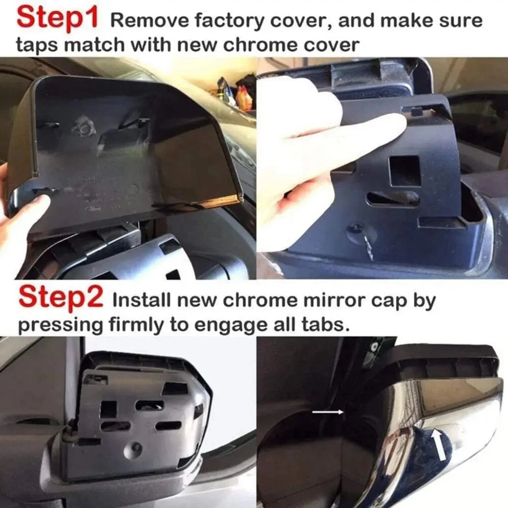 Gloss Black Mirror Cover Caps for Chevy Silverado/GMC Sierra (2007-2013)