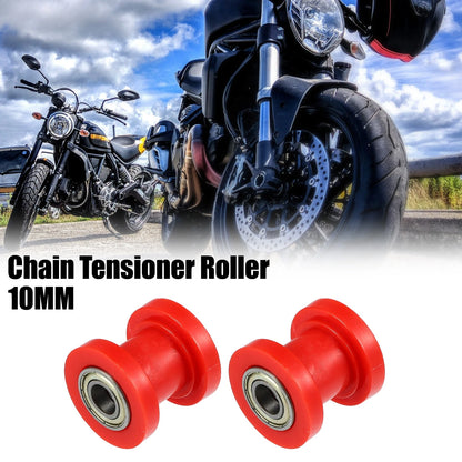2 x 10mm Drive Chain Pulley Tensioner Rubber Wheel for Motorcycle Red