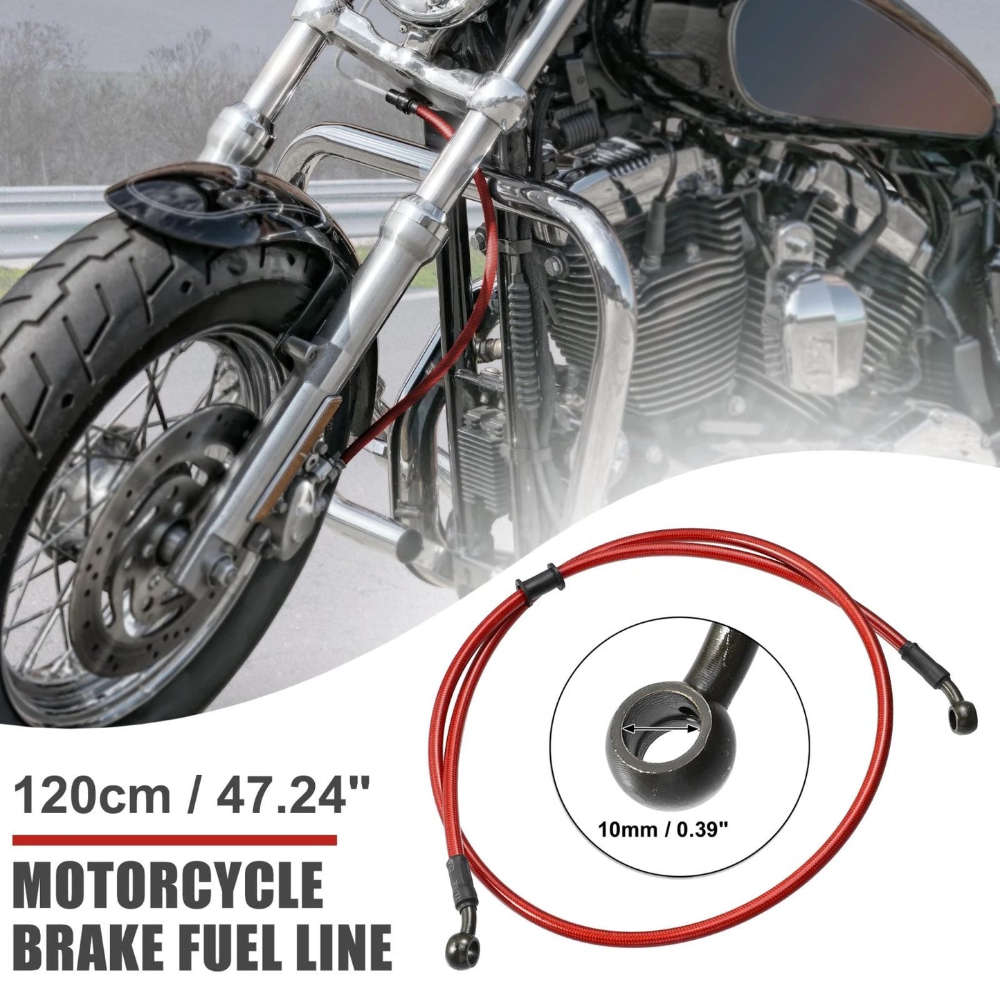 Brake Clutch Oil Hoses Line Pipe 120cm 10mm for Motorcycle Dirt Bike ATV