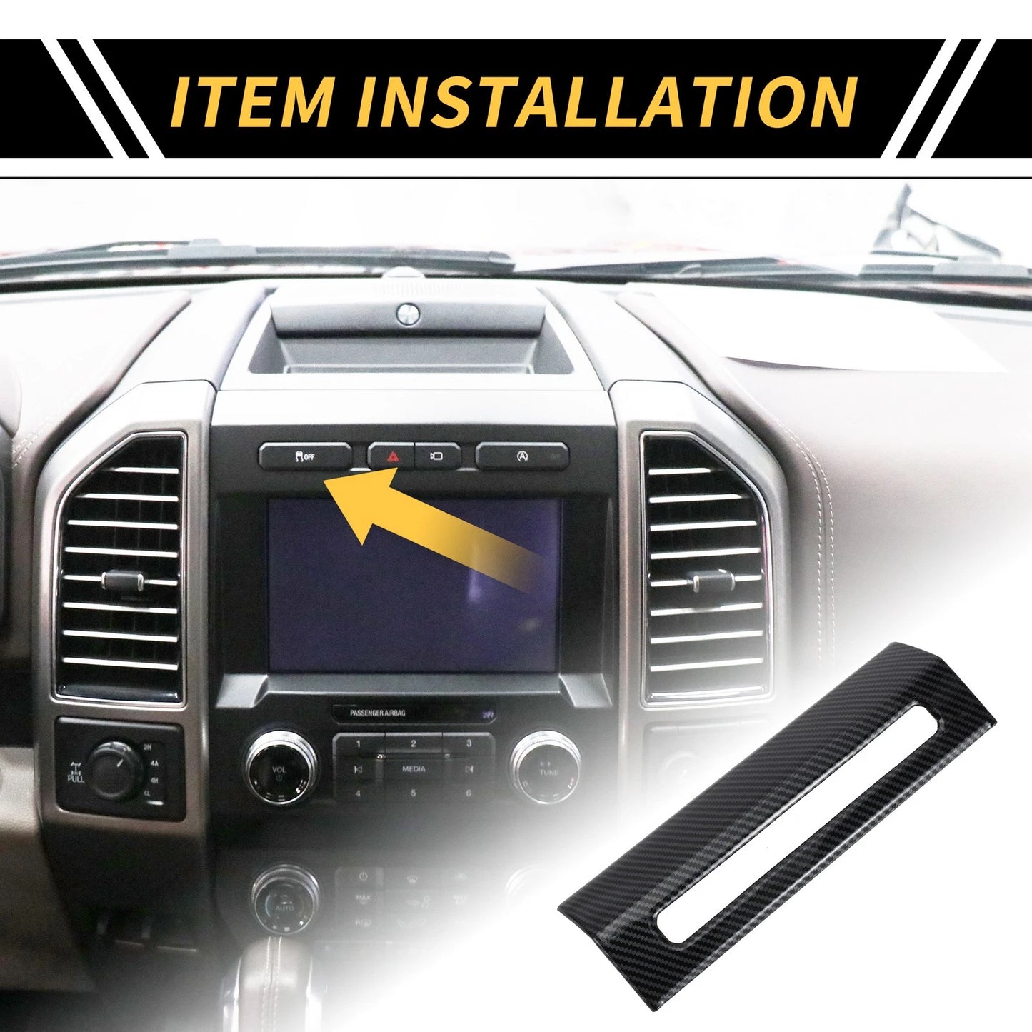 Emergency Light Switch Panel Trim for Ford F-150 (2015-2020) Carbon Fiber