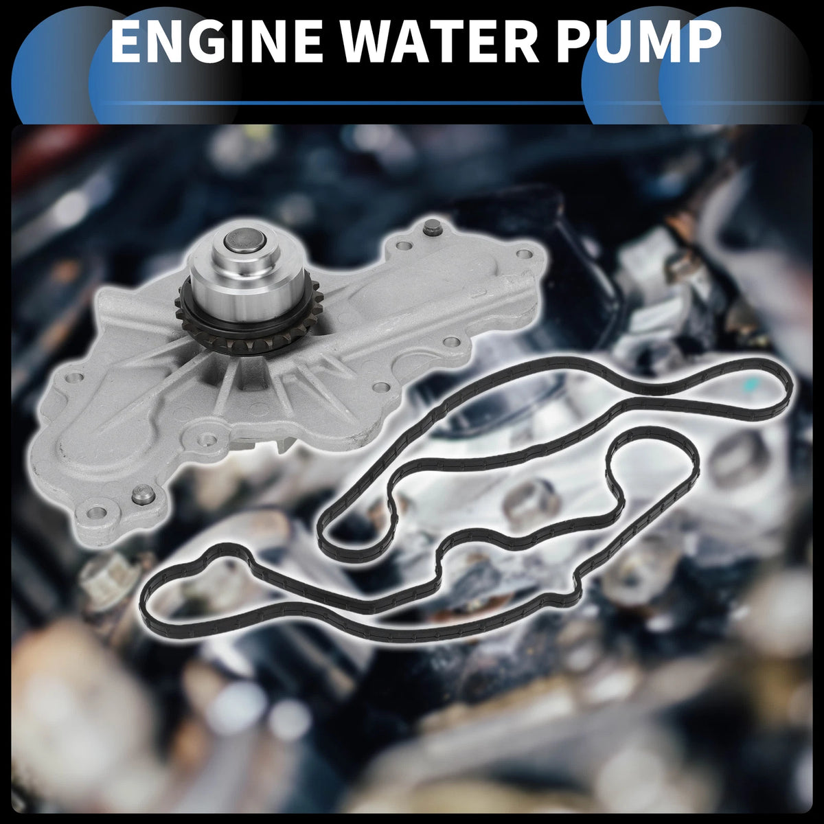 Water Pump for Ford Edge, Ford Flex (2007-2010) w/ Rubber Rings Kit