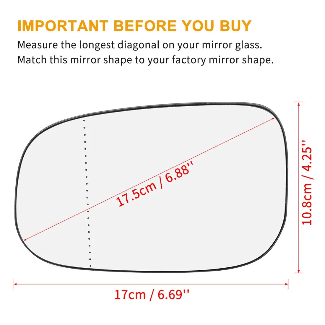 Left Driver Side Mirror Glass with Backing for Volvo
