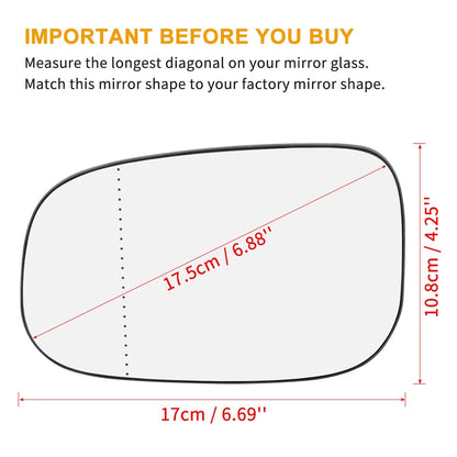 Left Driver Side Mirror Glass with Backing for Volvo