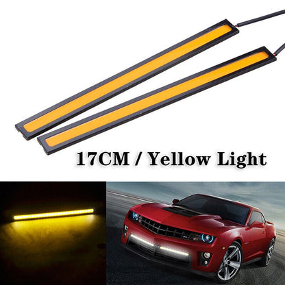 2 x 12V Amber DRL COB LED Strip Lights for Camping Caravan Boat Car Waterproof