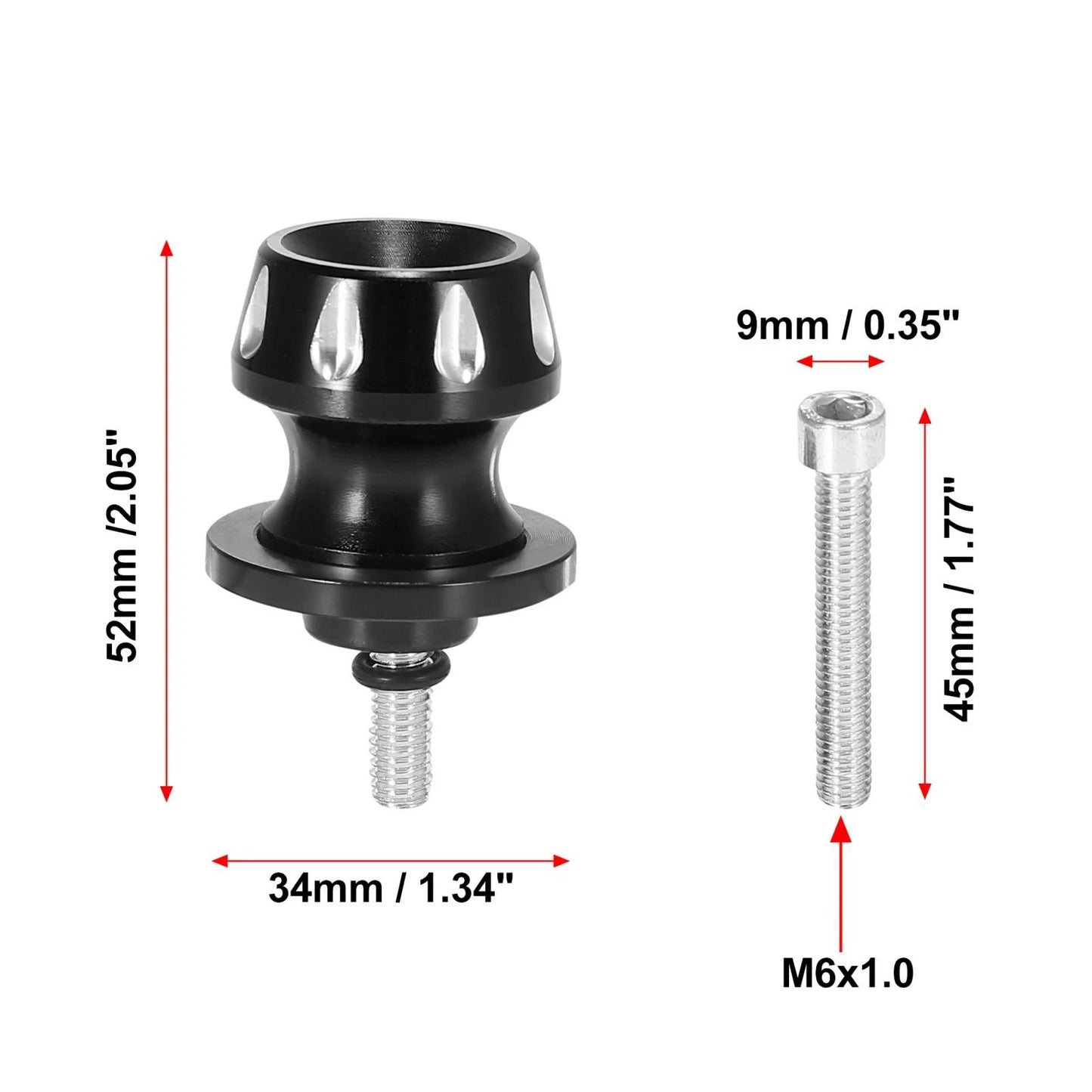 2 x 6mm M6x1.0 Black Swing Arm Spools Sliders Stand Screw for Yamaha