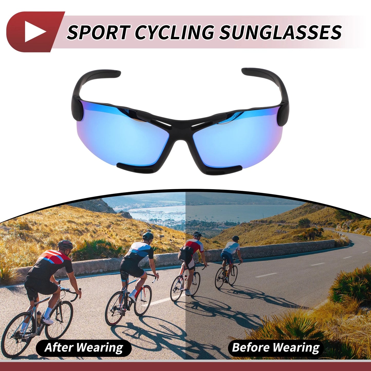Goggles Riding Ice Blue Lens Black Frame Tri-acetel Cellulose for Motorcycle