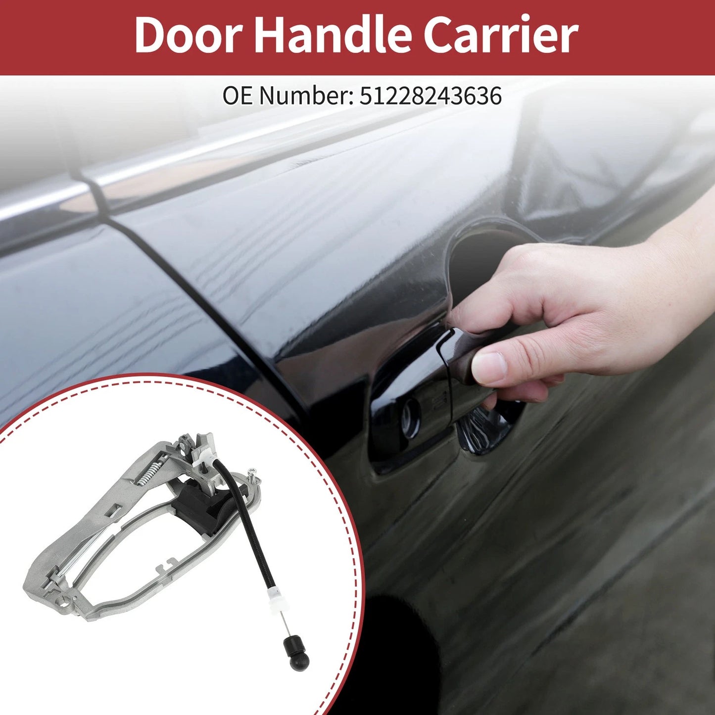 Rear Right Door Handle Carrier for BMW E53 X5 (2000-2006) Silver Tone