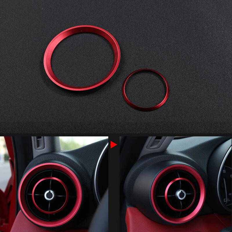 4pcs Red Aluminum Air Condition Outlet Vent Ring Trim For Alfa Romeo Giulia