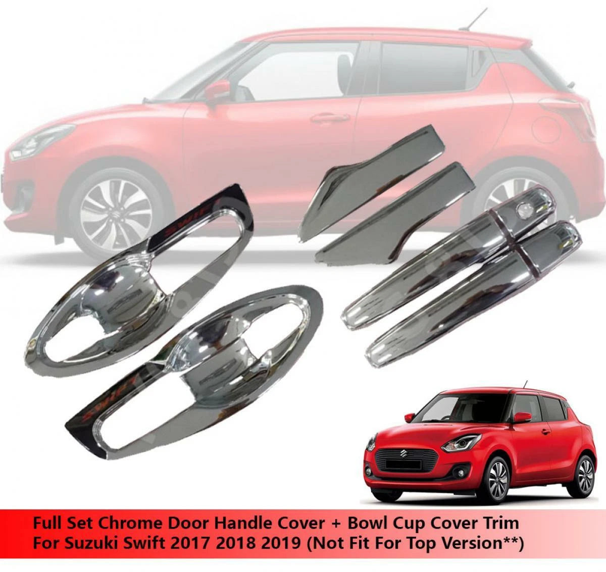 Door Handle Cover Trim Chrome for Suzuki Swift (2017-2019)