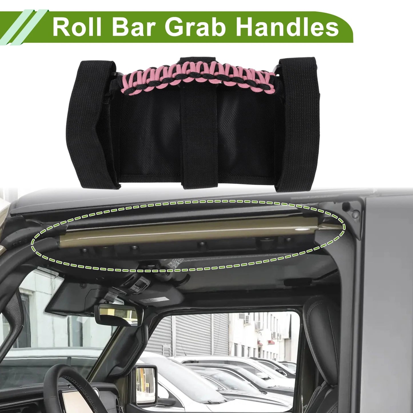 Roll Bar Grab Handles for Jeep Wrangler (1955-2023) - Pink