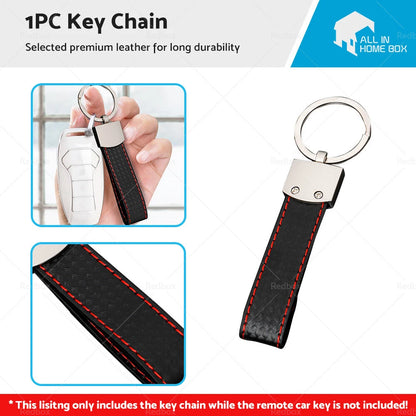 Black Metal & PU Leather Key Ring Keychain for Universal Use