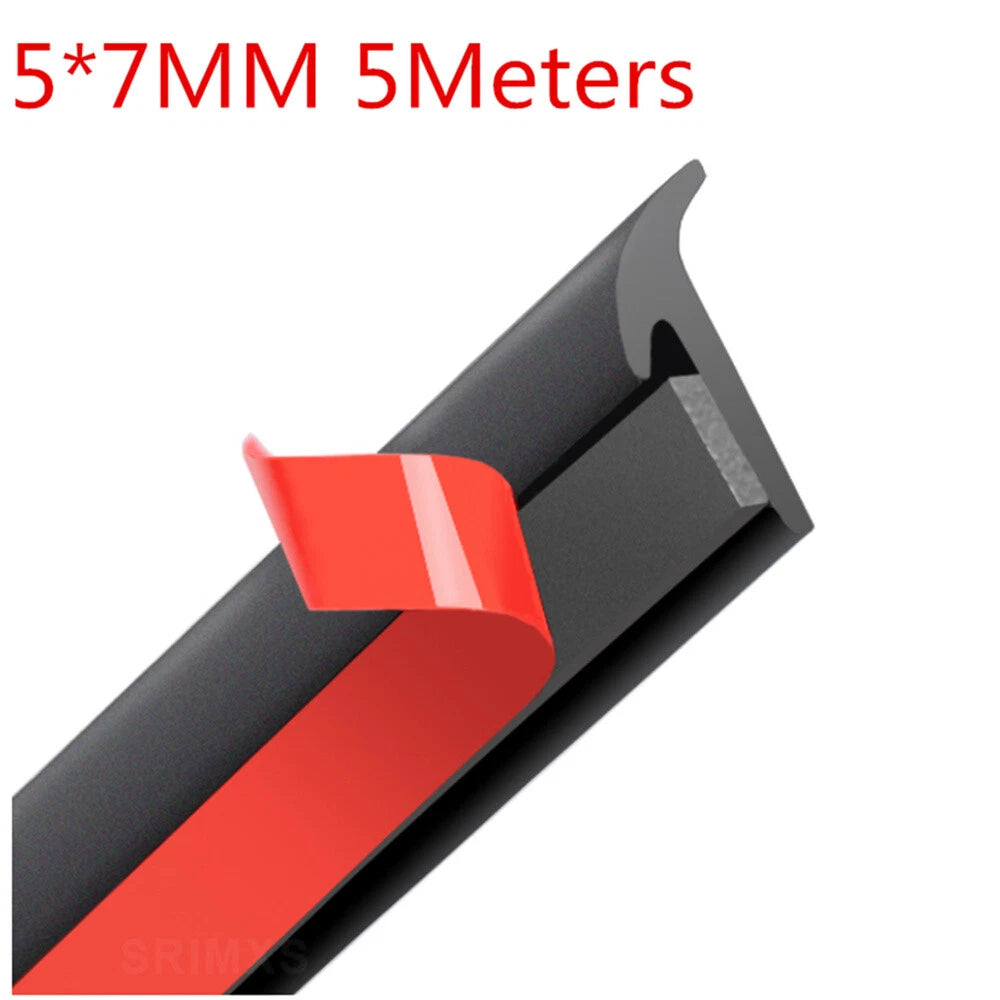 5M Slanted T-Type Rubber Gasket Weatherstrip for Car Side Sills & Headlights