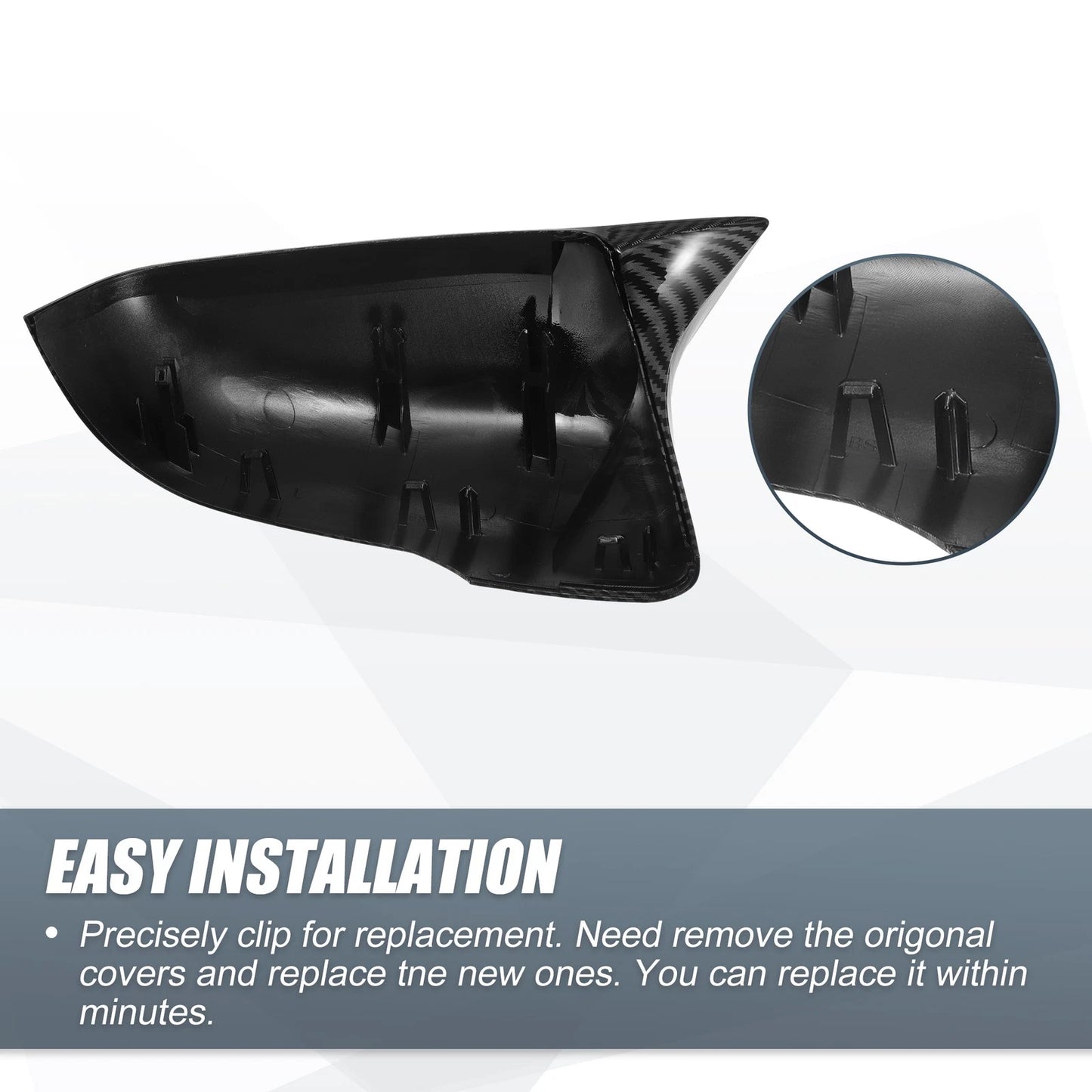 Pair Rearview Mirror Cover Cap Carbon Fiber for BMW X1 F48 F49 X2 F39
